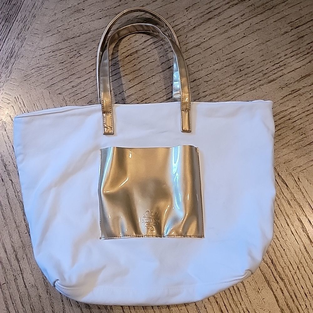 Paco Rabanne canvas white and gold tote bag 🤍